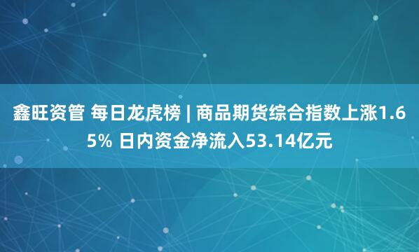 鑫旺资管 每日龙虎榜 | 商品期货综合指数上涨1.65% 日内资金净流入53.14亿元