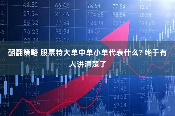 翻翻策略 股票特大单中单小单代表什么? 终于有人讲清楚了